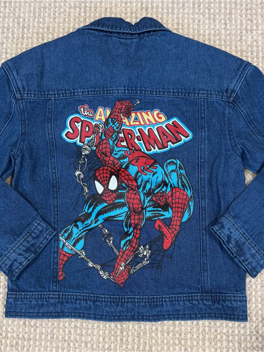 Marvel the Amazing Spider-Man Denim Jacket Youth Size 10 Denim Button NEW